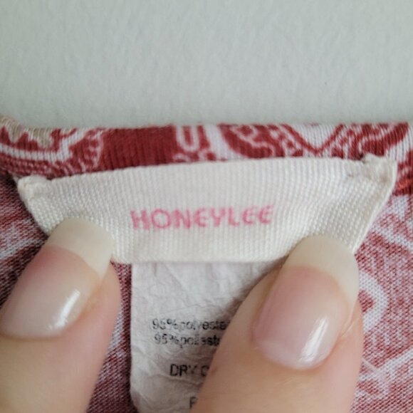 HoneyLee Boho Paisley Print Crochet Lace Open Front With Button Pin Cardigan Top - Picture 6 of 7